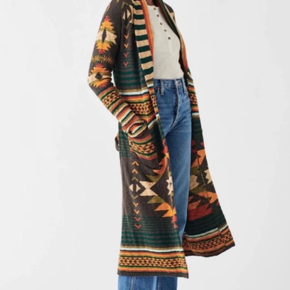 NWT B Yellowtail Native Faherty Paloma Long Cardigan Duster Eagle Medium